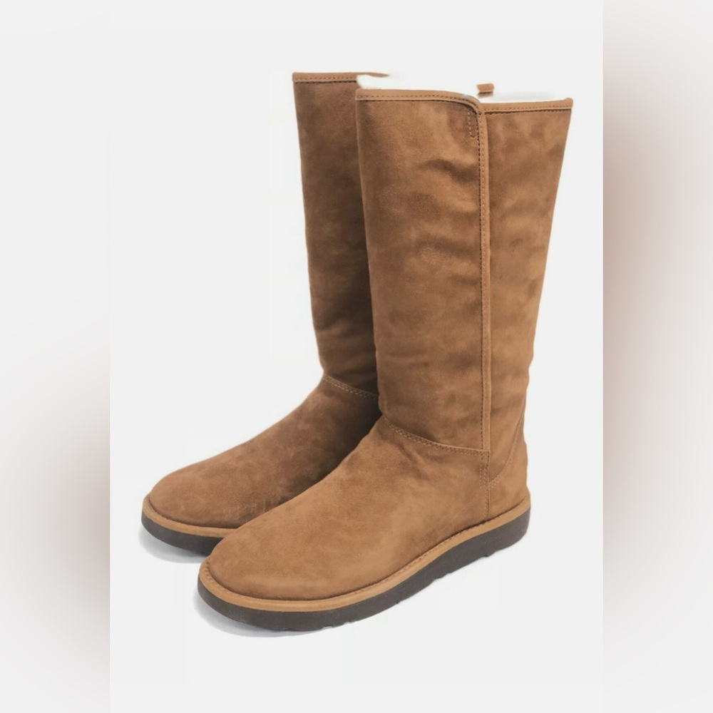 UGG ABREE II BRUNO SUEDE SHEARLING ZIP TALL BOOTS SIZE 6
